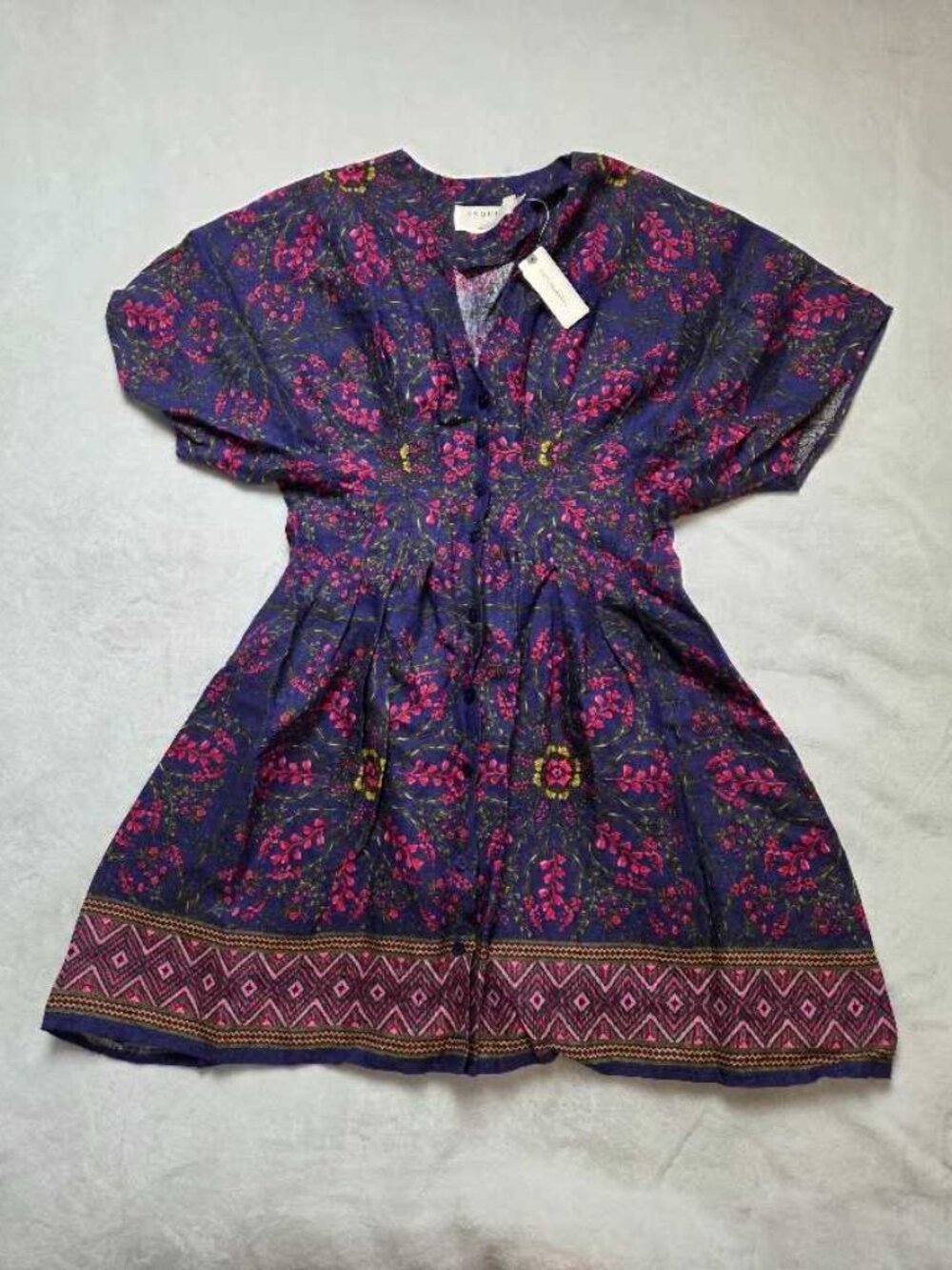 New S Exquise x Anthropologie Tobie linen mini shirtdress shirt dress